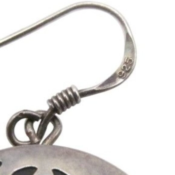 Sterling Silver Celestial Half Moon and Stars Blue Glass Pierced Earrings - Picture 10 of 12